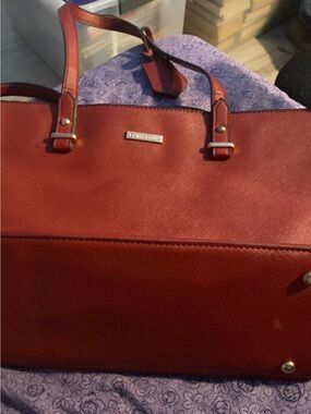Red Structured Tote Bag
